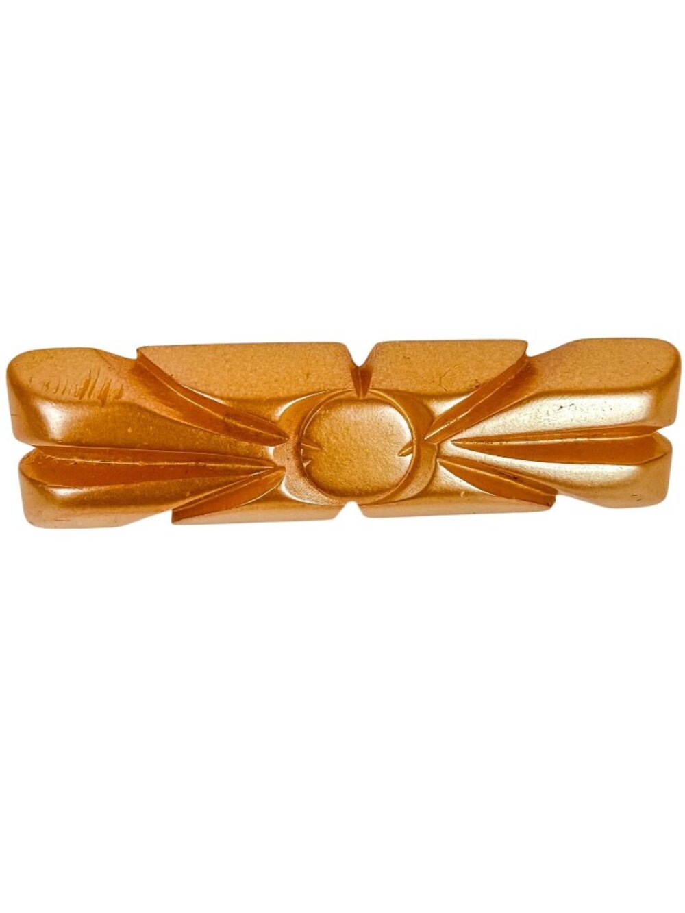 Antique Butterscotch Carved Bakelite Bar Brooch Art Deco C Clasp